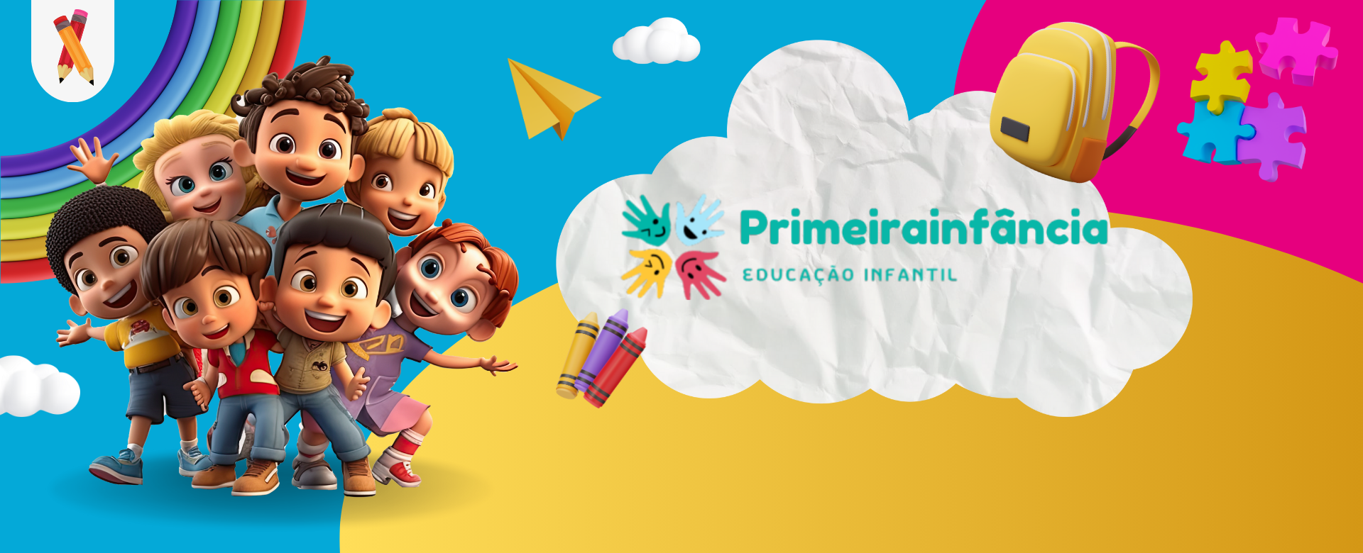 banner sobre infância colorida
